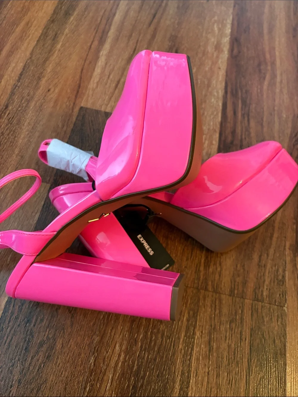 Express Women's Neon Pink Platform Block Heel Sandals